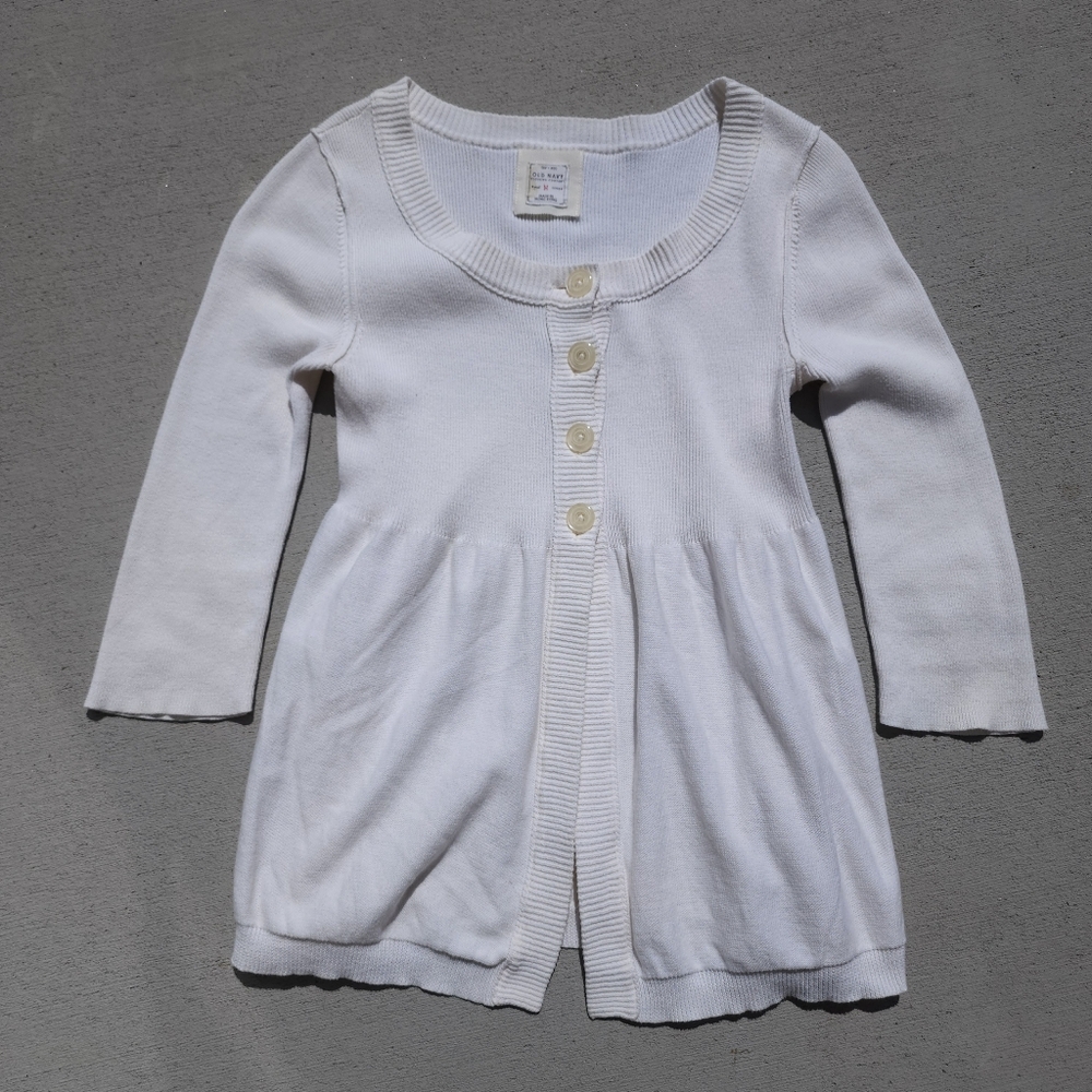 Y2K Old Navy Knit Cotton Sweater Babydoll Button Up Tunic Top Womens Size Medium